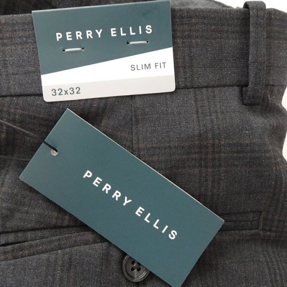 Perry Ellis Slim Fit Pants Men's Size 32x32 Gray Stretch Wrinkle Resistant - Picture 7 of 9